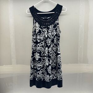 WRAPPER Womens Size S Sleeveless Print Dress Polyester/Stretch Black White